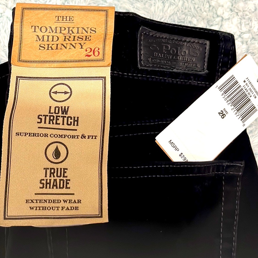 NWT Polo by Ralph Lauren Tompkins Mid Rise Skinny Black Jeans